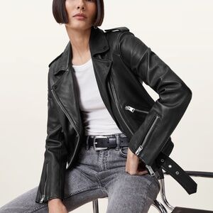 All Saints Black Leather Balfern Jacket